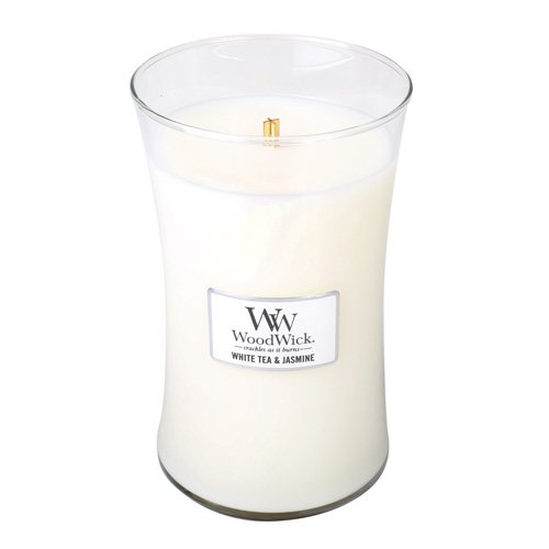Svíčka WoodWick vysoká váza 609.5 g - Bílý čaj a jasmín