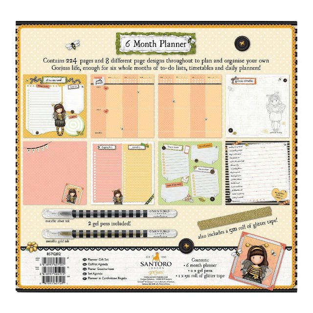 Santoro London Deník/Planner - dárková sada > varianta Bee-Loved