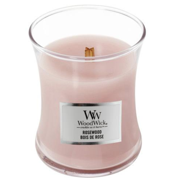 Svíčka WoodWick Rosewood váza malá 85 g – Palisandr
