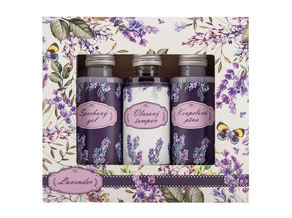 Dárková kosmetická sada Lavender – sprchový gel, šampon a pěna do koupele