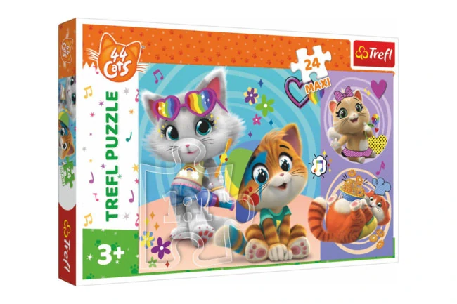 Puzzle Maxi 24 dílků - Šťastné kočky, 60 × 40 cm