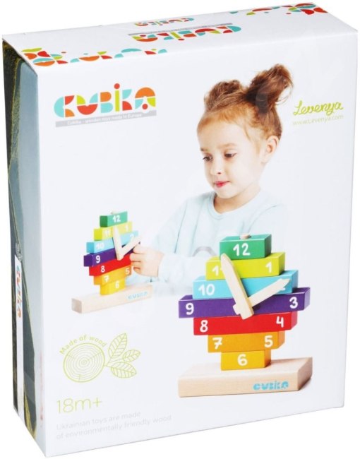 CUBIKA Dřevěné hodiny - skládačka 10 dílů