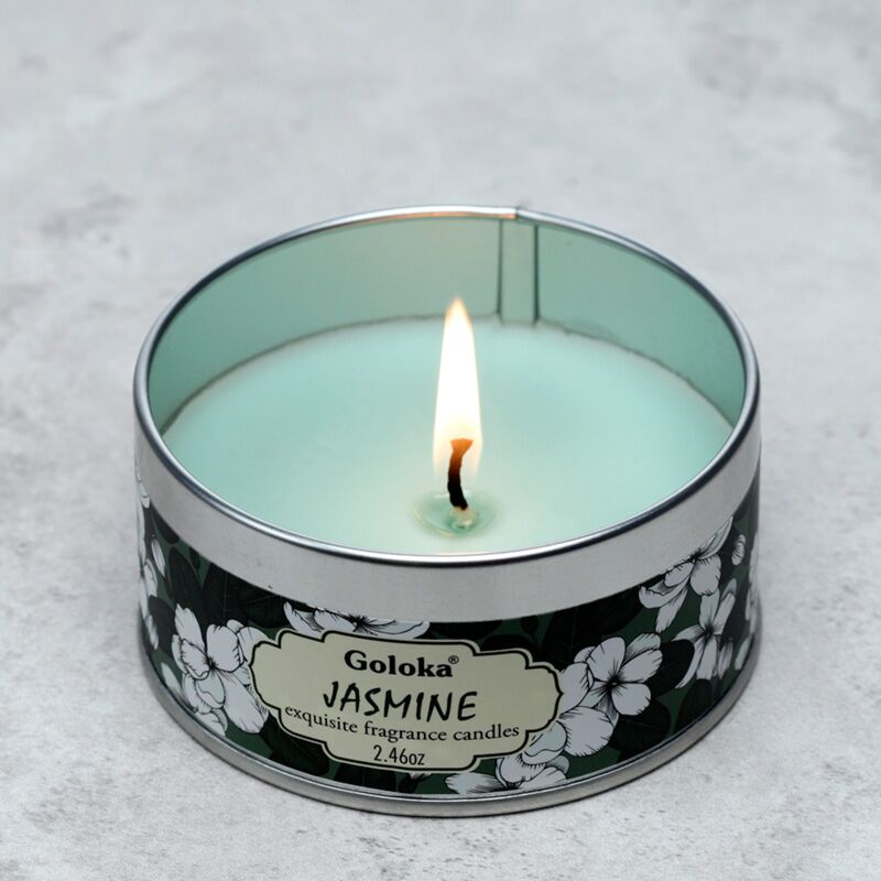 Goloka Svíčka v plechové krabičce Nag Champa Jasmín