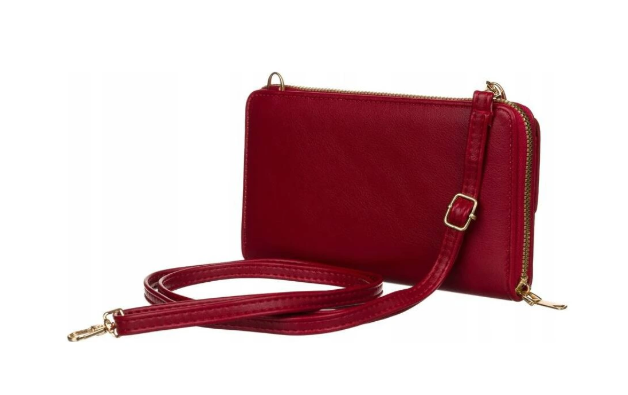 Velká peněženka s kapsou na mobil - crossbody, vínová