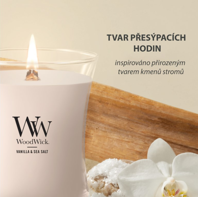 WoodWick Vanilla & Sea Salt váza malá 85 g – Vanilka a mořská sůl