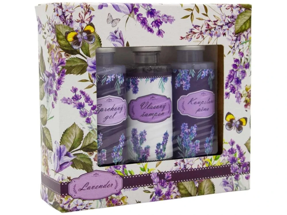 Dárková kosmetická sada Lavender – sprchový gel, šampon a pěna do koupele