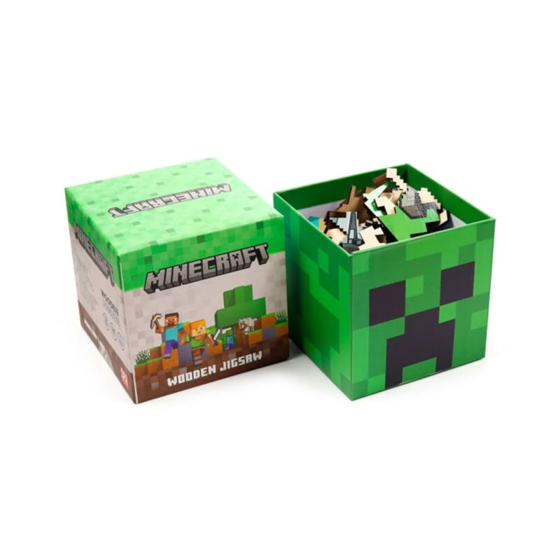 Minecraft puzzle dřevěná v krabičce Creeper