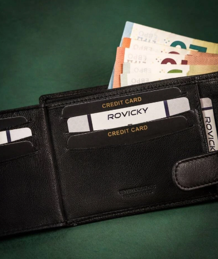 Pánská peněženka kožená černá, bez zapínání ROVICKY