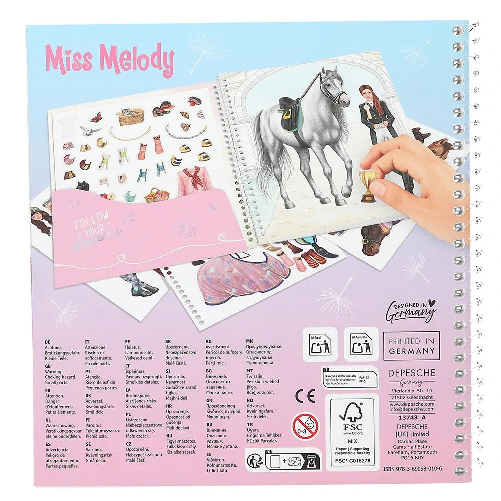 Miss Melody Kreativní sešit Dress Me Up se samolepkami