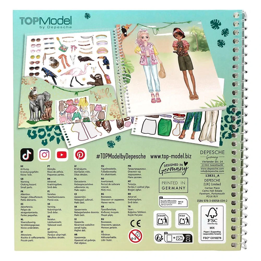 Top Model Kreativní sešit Dress me up Safari se samolepkami