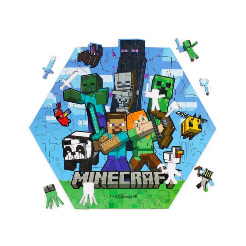 Minecraft puzzle dřevěná v krabičce Creeper