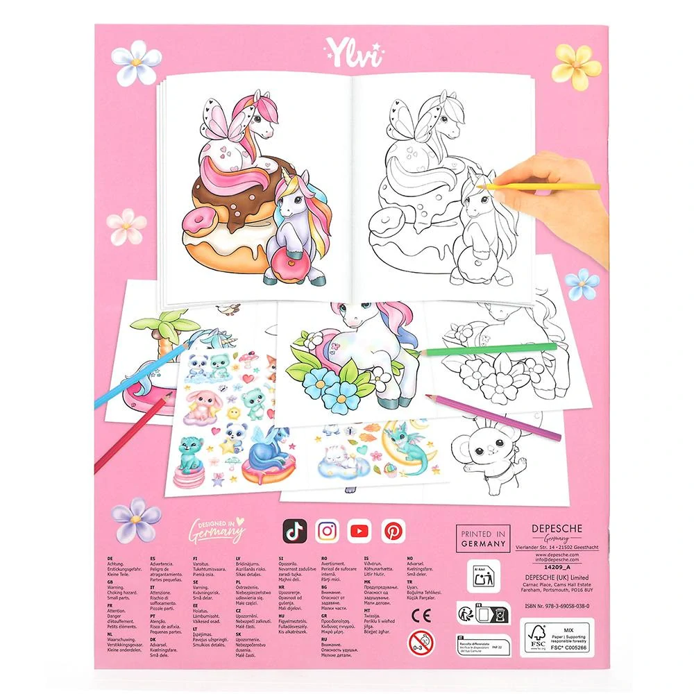 Ylvi Kreativní omalovánky se samolepkami Unicorn – 65 samolepek