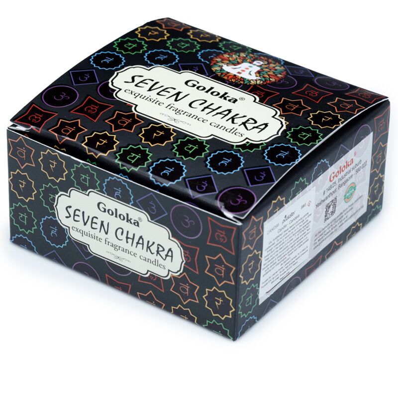 Goloka Svíčka v plechové krabičce Nag Champa Sedm čaker