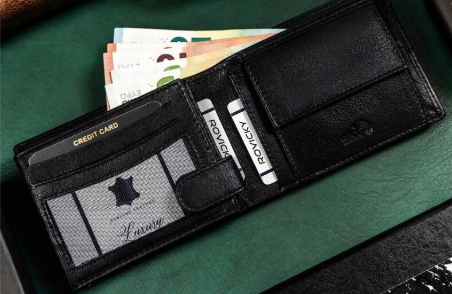 Pánská peněženka kožená černá, bez zapínání ROVICKY