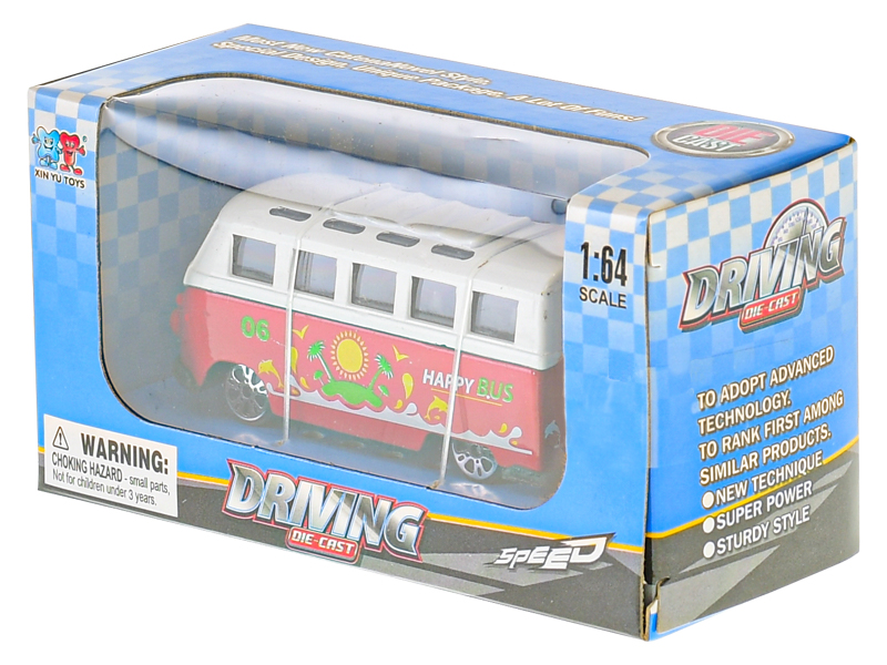 Kovový autobus 7,5 cm v krabičce - volný chod