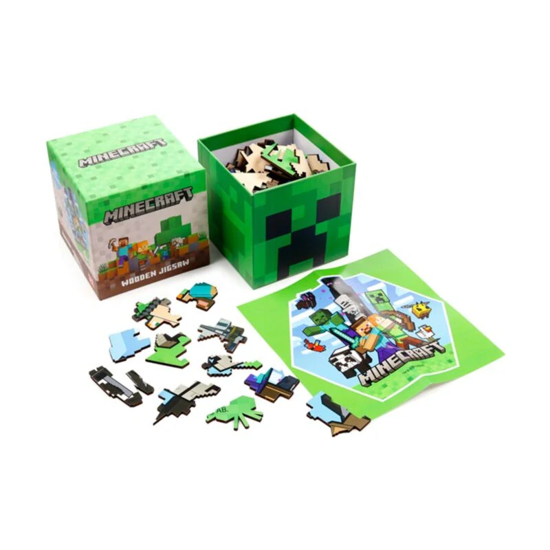 Minecraft puzzle dřevěná v krabičce Creeper