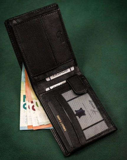 Pánská peněženka kožená černá, bez zapínání ROVICKY