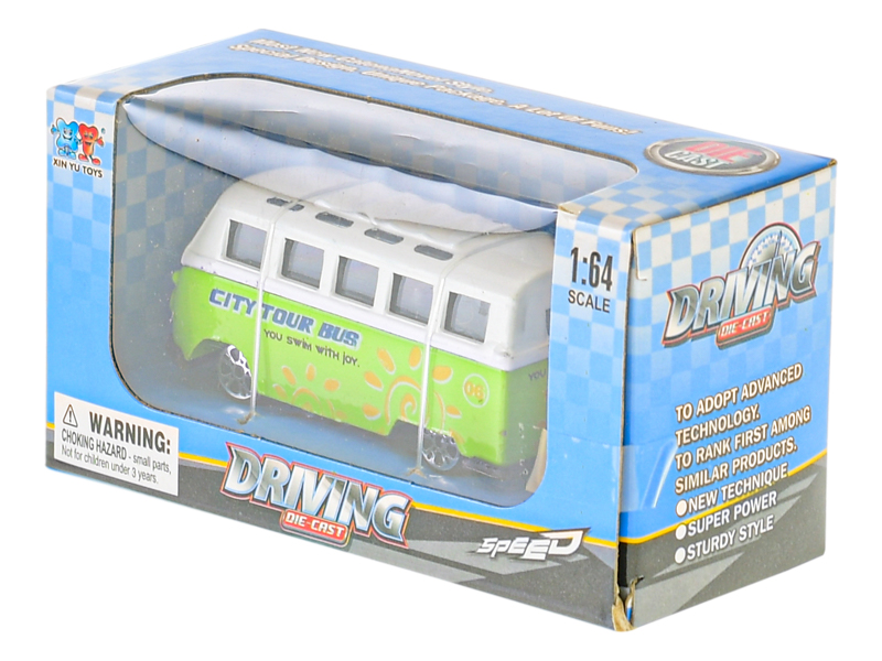 Kovový autobus 7,5 cm v krabičce - volný chod