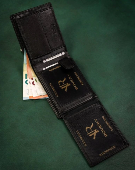 Pánská peněženka kožená černá, bez zapínání ROVICKY