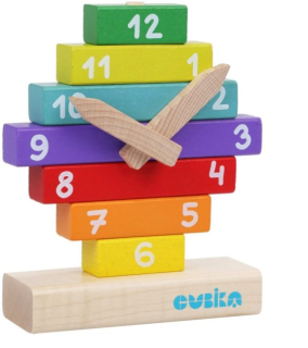 CUBIKA Dřevěné hodiny - skládačka 10 dílů
