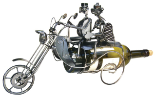 Kovový stojan na víno Motorkáři