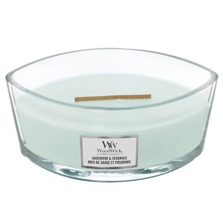 Svíčka WoodWick loď - Šalvějové dřevo a mořská tráva 453.6 g