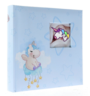 Dětské fotoalbum 10x15/200 foto Jednorožec - modré
