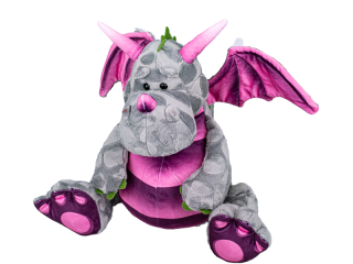 Plyšový drak šedo-růžový 30 cm