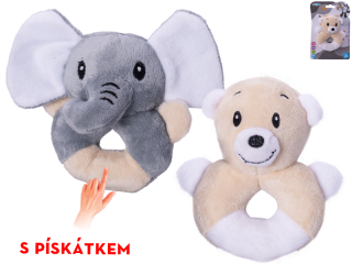 Plyšové kousátko s pískátkem Slon 11 cm