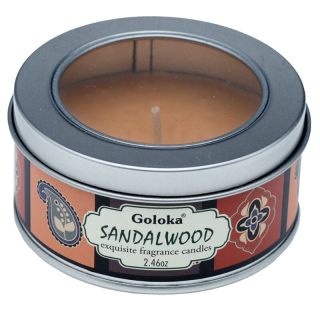 Goloka Svíčka v plechové krabičce Nag Champa Santalové dřevo