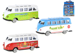 Kovový autobus 7,5 cm v krabičce - volný chod
