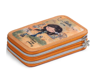 Anekke Školní penál dvoupatrový naplněný Peace & Love Camel