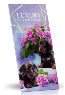 Mléčná čokoláda s mandlemi a malinami 175g - Pejsci