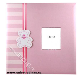 Dětské fotoalbum 10×15/200 Medvídek – růžové, textilní potah