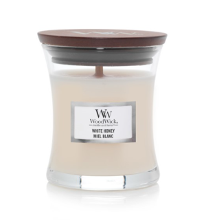 WoodWick White Honey – malá vonná svíčka váza 85 g