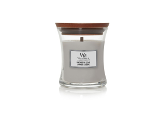 WoodWick Lavender & Cedar – malá vonná svíčka váza 85 g
