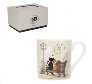 Porcelánový hrnek Bug Art 280 ml – Kočky na lavičce