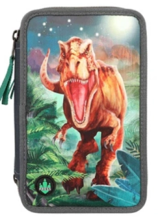 Třípatrový penál s výbavou Dino World T-Rex v noci