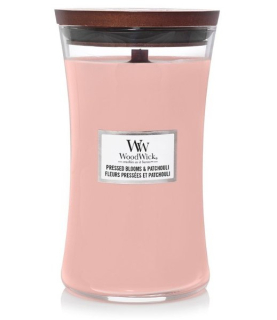 Svíčka oválná váza WoodWick, 609.5 g -a Drcené květy a pačuli